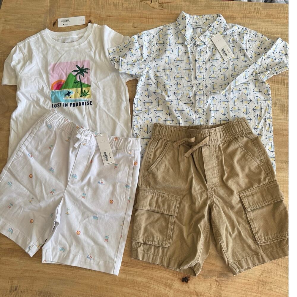 Janie and Jack boys summer bundle size 8 nautical, Hawaiian, pull on shorts
